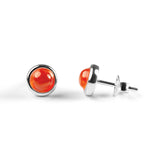 Silver & Carnelian Round Stud Earrings Set of 3