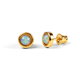Small Round Stud Earrings in Silver and Ethiopian Opal