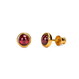 Small Round Stud Earrings in Silver and Garnet