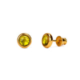 Small Round Stud Earrings in Silver with 24ct Gold & Peridot
