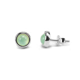 Small Round Stud Earrings in Silver and Prehnite