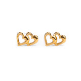 Heart Link Stud Earrings in Silver