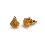 Tiny Hedgehog Stud Earrings in Silver with 24ct Gold