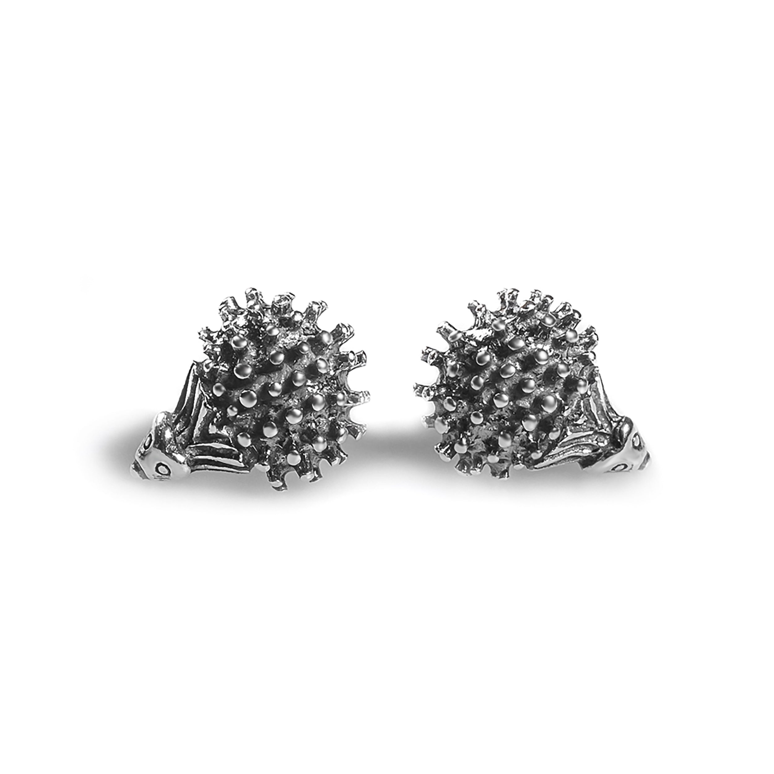 Tiny Hedgehog Stud Earrings in Silver with 24ct Gold