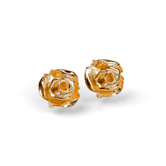 Rose Stud Earrings in Silver with 24ct Gold