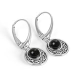 Celtic Circle Earrings in Silver with 24ct Gold and Black Onyx