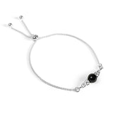 Celtic Style Adjustable Friendship Bracelet in Silver and Black Onyx