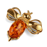 Bumble Bee / Bumblebee Brooch in Silver and Cognac Amber