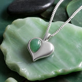 May Birthstone Heart Necklace in Silver & Emerald