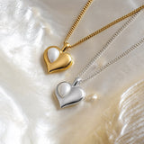 June Birthstone Heart Necklace in Silver with 24ct Gold & Pearl
