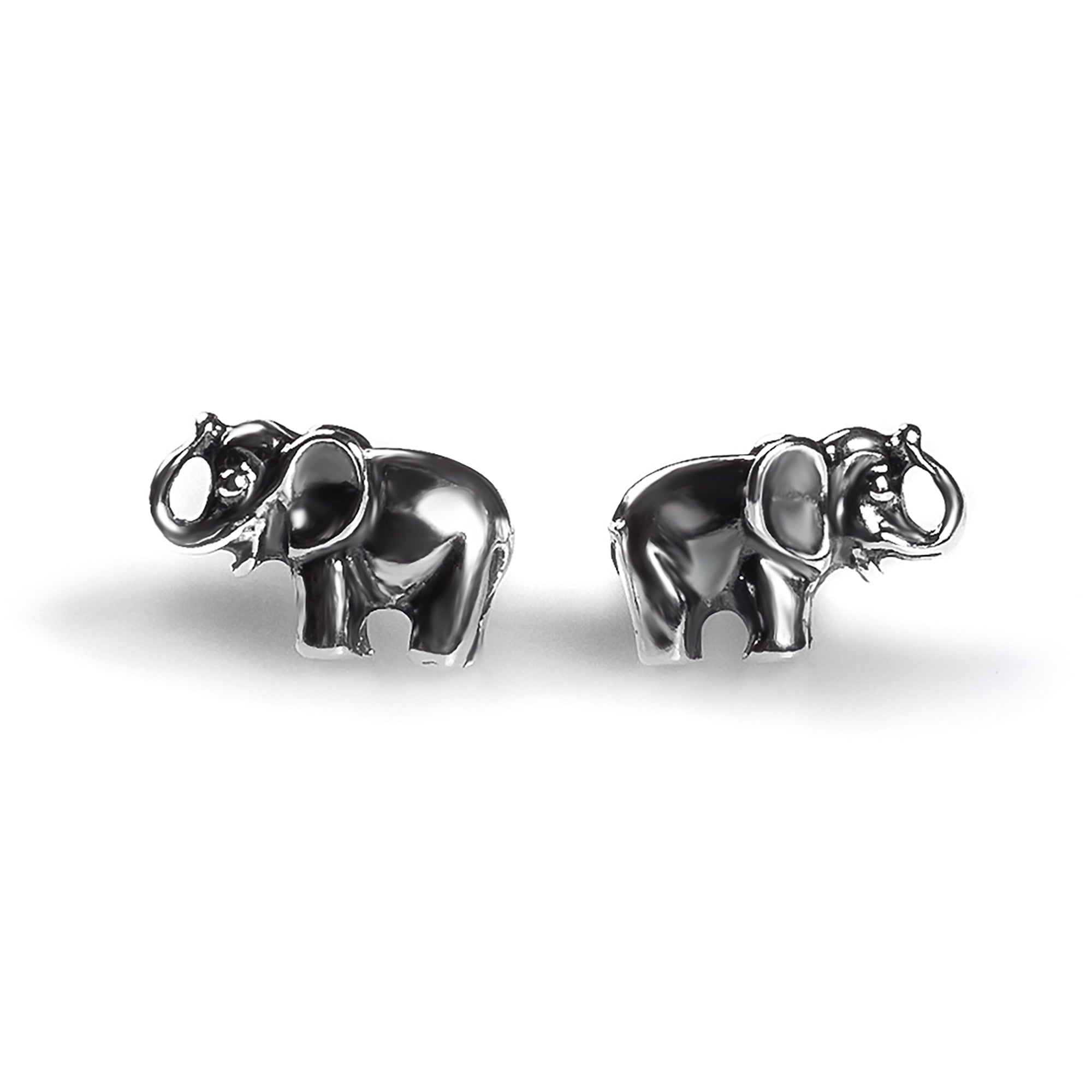 Miniature Elephant Stud Earrings in Silver with 24ct Gold