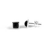 Square Stud Earrings in Silver and Black Onyx