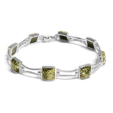Square Link Bracelet in Silver and Amber