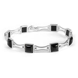 Square Link Bracelet in Silver and Black Onyx