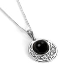 Celtic Circle Friendship Necklace in Silver with 24ct Gold and Black Onyx