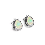Classic Teardrop Stud Earrings in Silver and Ethiopian Opal
