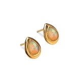Classic Teardrop Stud Earrings in Silver with 24ct Gold and Ethiopian Opal