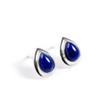 Classic Teardrop Stud Earrings in Silver with 24ct Gold and Lapis Lazuli