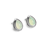 Classic Teardrop Stud Earrings in Silver and Prehnite