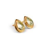 Classic Teardrop Stud Earrings in Silver with 24ct Gold & Light Blue Topaz