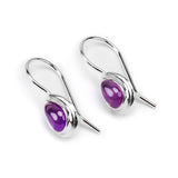Classic Teardrop Hook Earrings in Silver and Amethyst