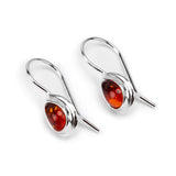 Classic Teardrop Hook Earrings in Silver with 24ct Gold & Cognac Amber