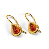 Classic Teardrop Hook Earrings in Silver with 24ct Gold & Cognac Amber
