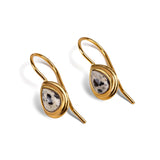 Classic Teardrop Hooks Earrings in Silver with 24ct Gold & Dalmatian Jasper