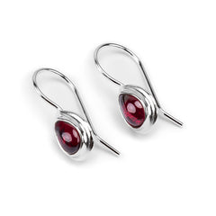 Classic Teardrop Hook Earrings in Silver and Garnet