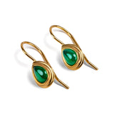 Classic Teardrop Hook Earrings in 24ct Gold & Green Onyx