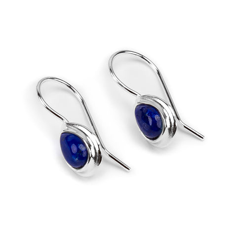 Classic Teardrop Hook Earrings in Silver and Lapis Lazuli