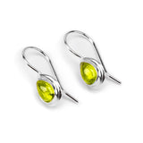 Classic Teardrop Hook Earrings in Silver with 24ct Gold & Peridot