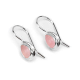 Classic Teardrop Hook Earrings in Silver and Rose Quartz