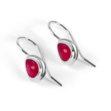 Classic Teardrop Hook Earrings in Sterling Silver and Ruby
