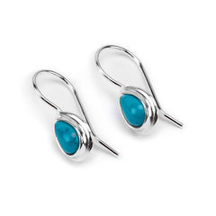 Classic Teardrop Hook Earrings in Silver and Turquoise