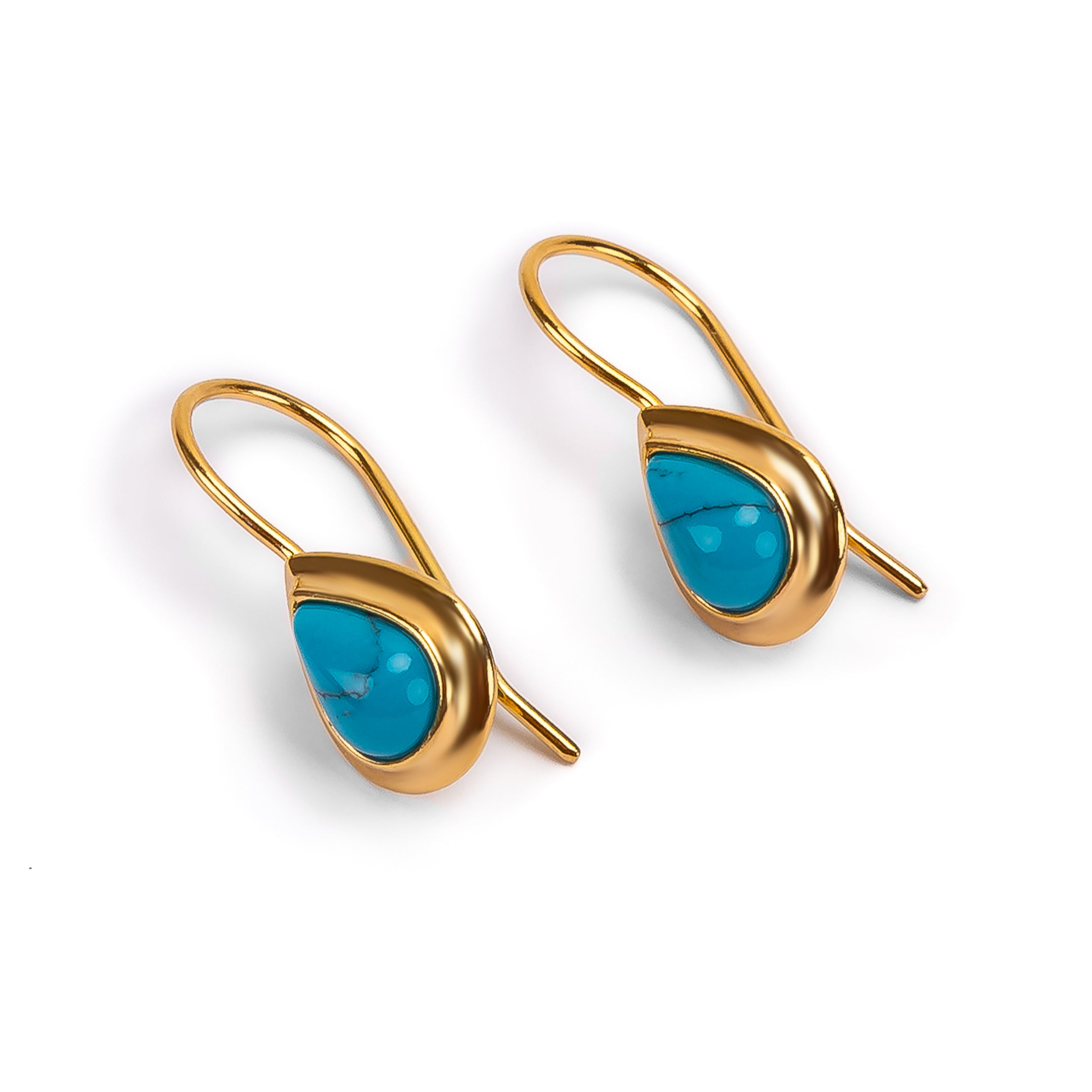 Classic Teardrop Hook Earrings in Silver and Turquoise