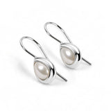 Classic Teardrop Hook Earrings in Silver and White Pearl