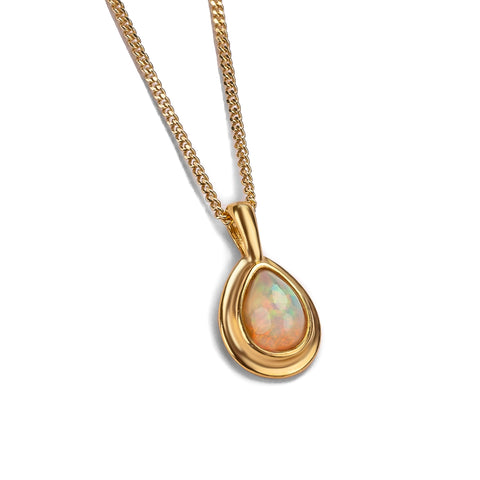 Classic Teardrop Necklace in Silver with 24ct and Ethiopian Opal