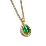 Classic Teardrop Necklace in Silver with 24ct Gold & Green Onyx