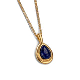 Classic Teardrop Necklace in Silver with 24ct Gold and Lapis Lazuli