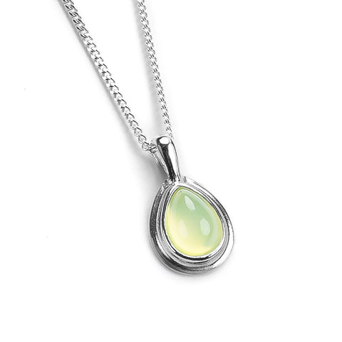 Classic Teardrop Necklace in Silver and Prehnite