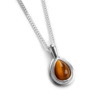 Classic Teardrop Necklace in Silver and Tiger's Eye