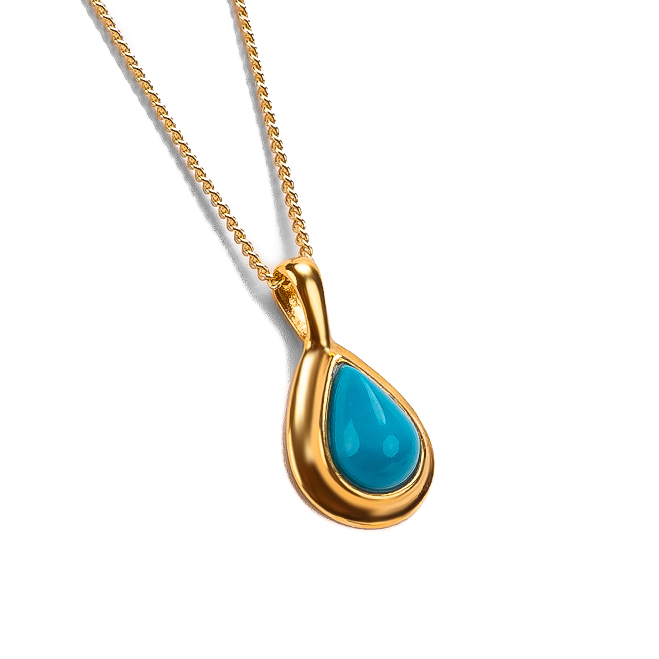 Classic Teardrop Necklace in Silver and Turquoise
