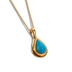 Classic Teardrop Necklace in Silver with 24ct Gold and Turquoise