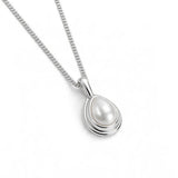 Classic Teardrop Necklace in Silver and White Pearl