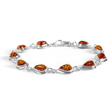 Classic Teardrop Link Bracelet in Silver and Amber