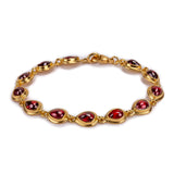 Classic Teardrop Link Bracelet in Silver and Garnet