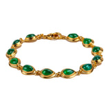 Classic Teardrop Link Bracelet in Silver with 24ct Gold & Green Onyx
