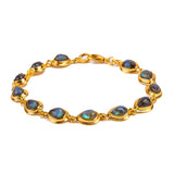 Classic Teardrop Link Bracelet in Silver with 24ct and Labradorite
