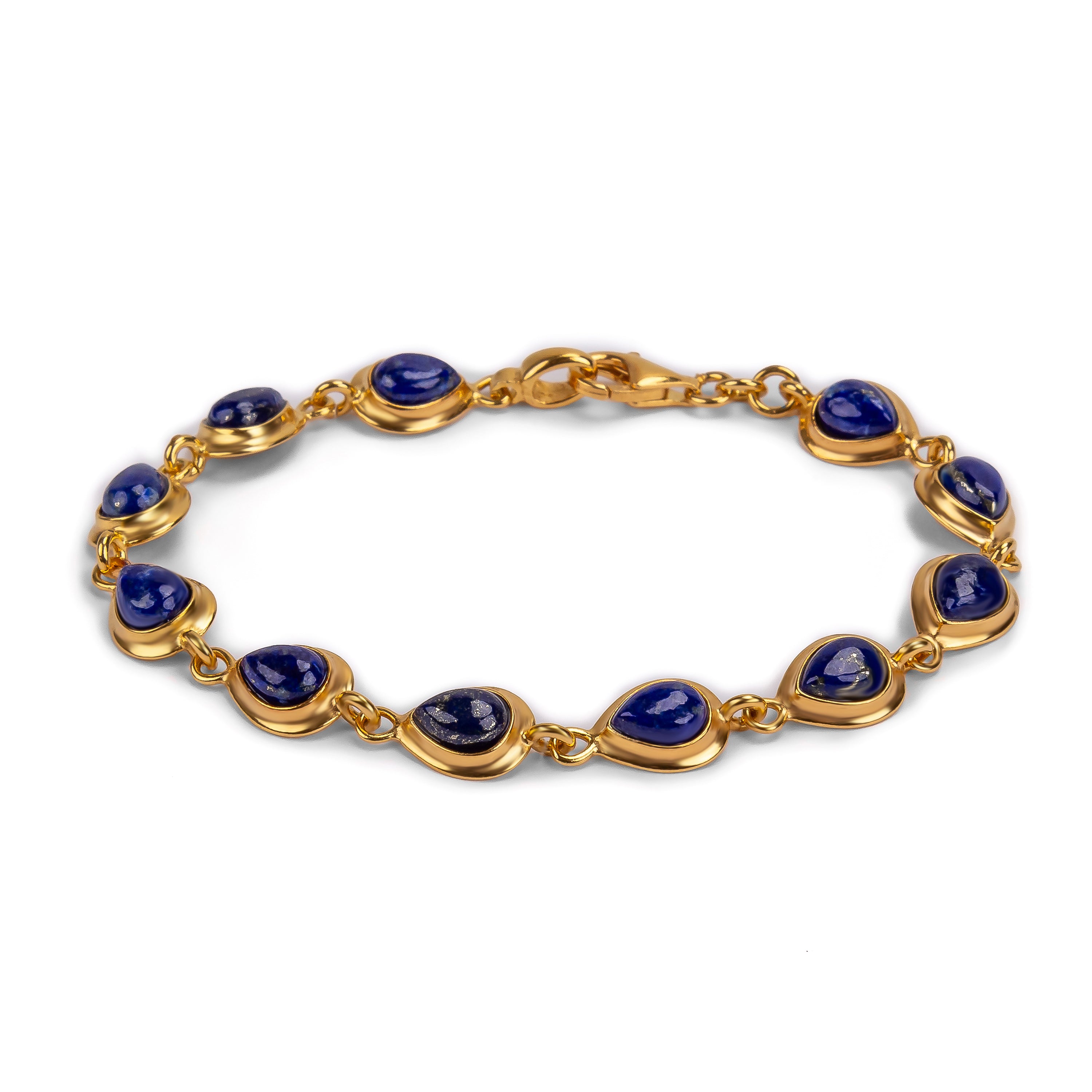 Classic Teardrop Link Bracelet in Silver and Lapis Lazuli